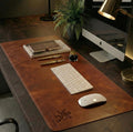 Cognac pull up Leather desk mat Full Grain with free personalisation